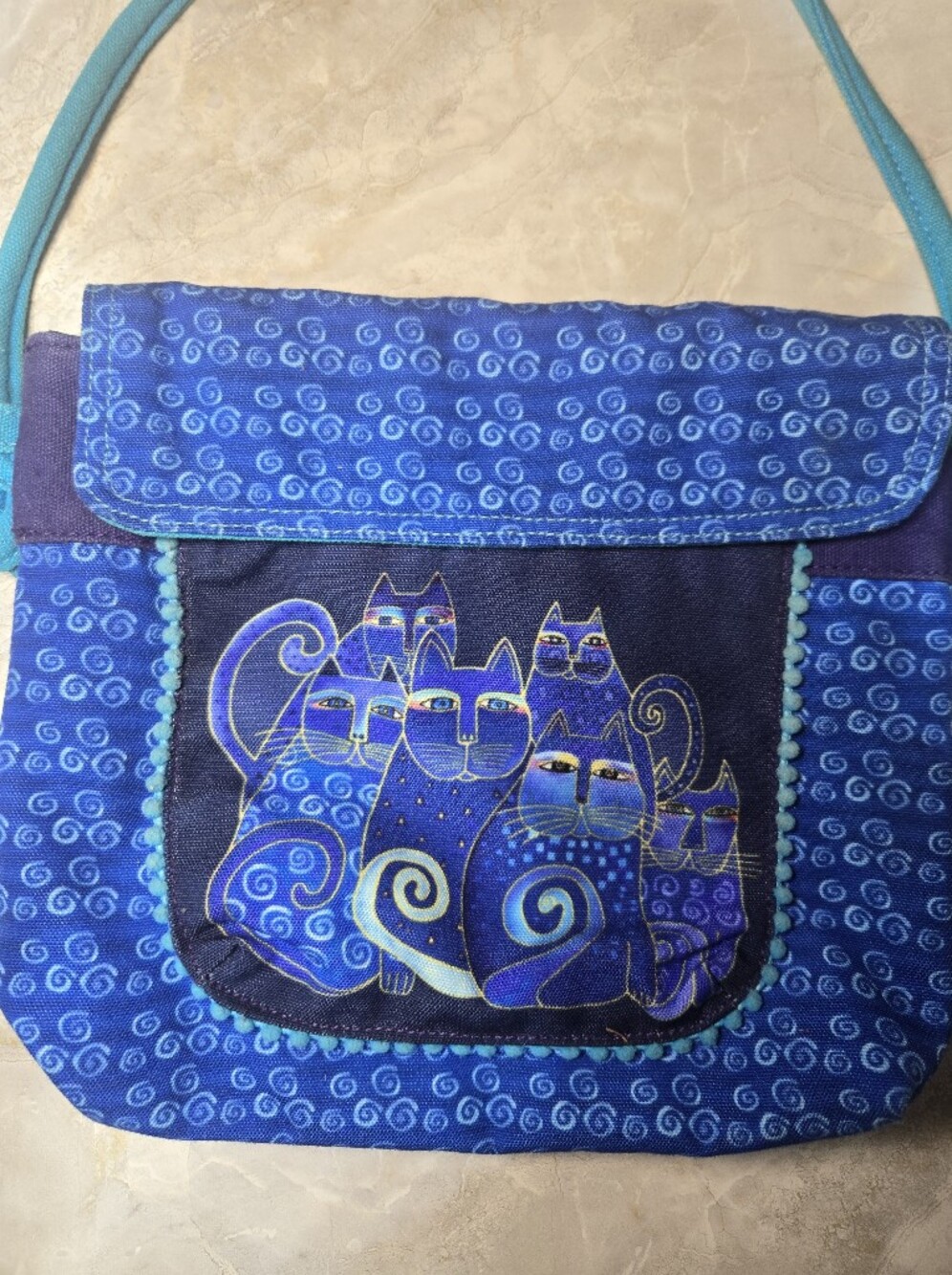 Laurel Burch Indigo Mythical Cats Crossbody Purse Bag